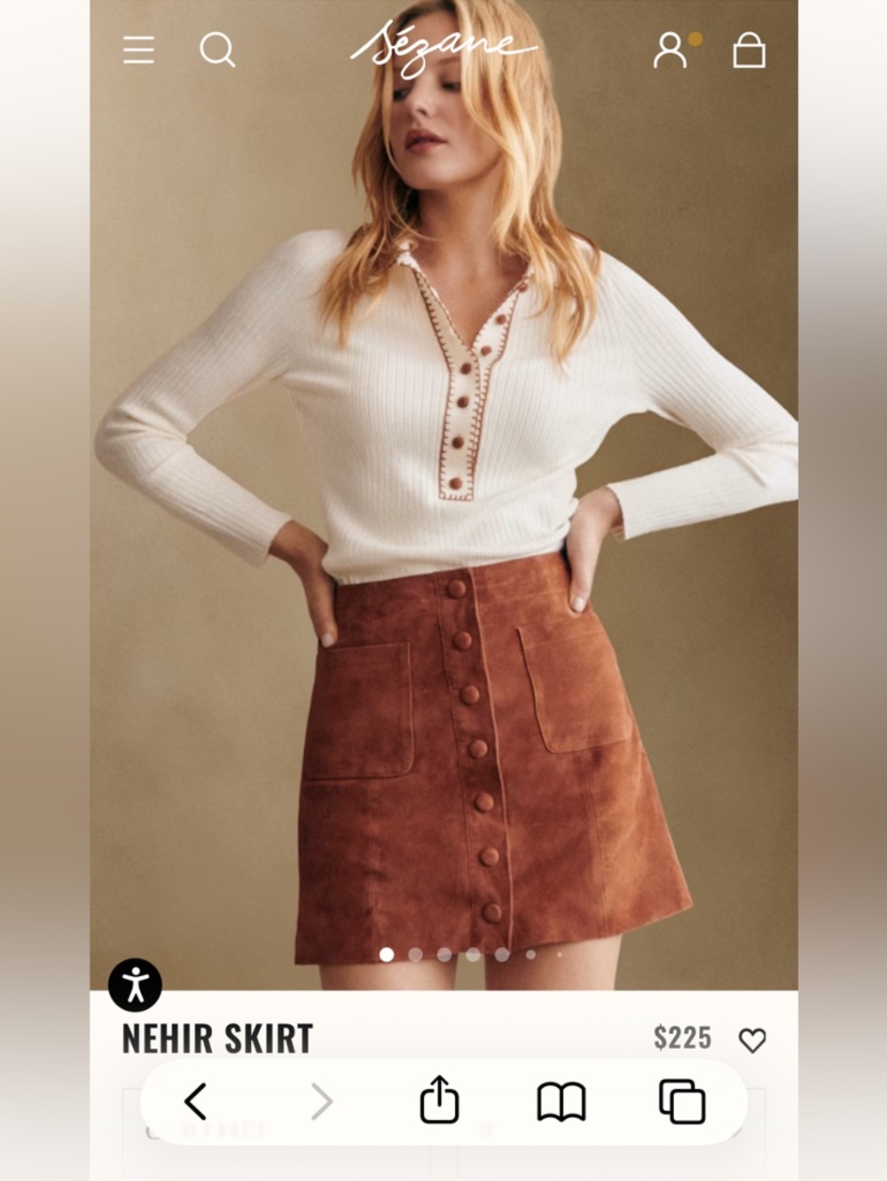 Sezane Nehir Suede Button-Front Mini Skirt in Rust! Size 34! Gorgeous!
